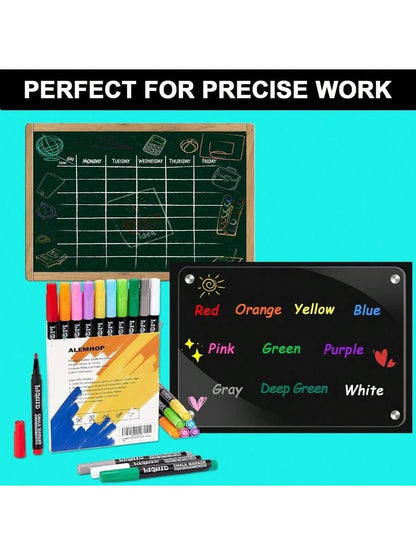 Fine Tip Chalkboard Markers 10 Pack, Liquid Chalk Markers Erasable