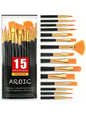 Acrylic Paint Brush Set 1pack 15pcs, Nylon Hair Acrylic Painting Brush