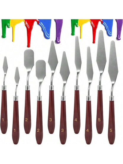 10PCS Palette Knife Set, Stainless Steel Painting Knife Set with Flexible Spatula