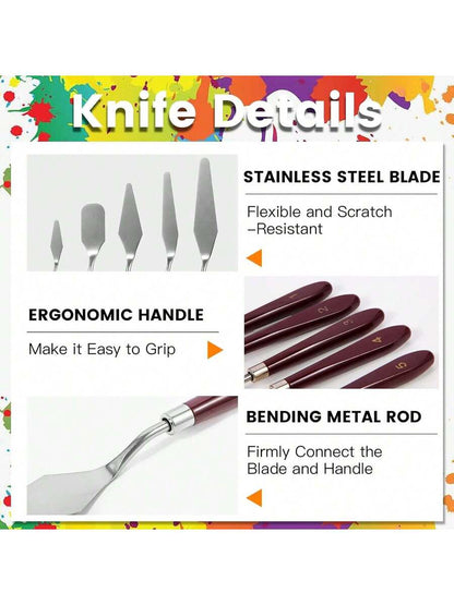 10PCS Palette Knife Set, Stainless Steel Painting Knife Set with Flexible Spatula