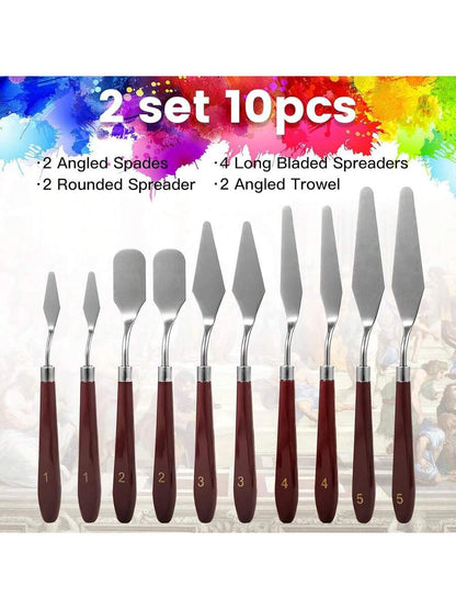 10PCS Palette Knife Set, Stainless Steel Painting Knife Set with Flexible Spatula
