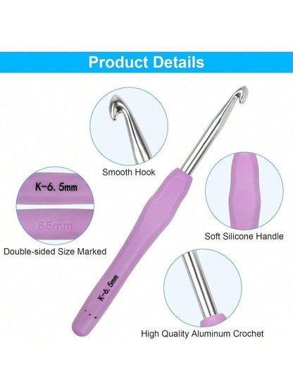 Crochet Hooks 12 Sizes, 51-Pack Yarn Crochet Kit with Ergonomic Handles
