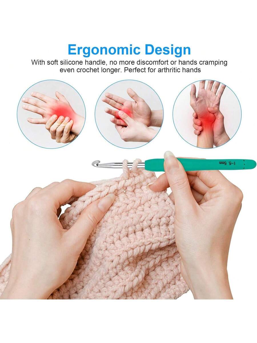 Crochet Hooks 12 Sizes, 51-Pack Yarn Crochet Kit with Ergonomic Handles
