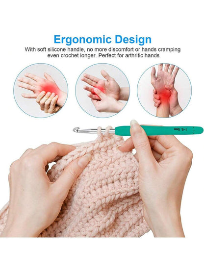 Crochet Hooks 12 Sizes, 51-Pack Yarn Crochet Kit with Ergonomic Handles