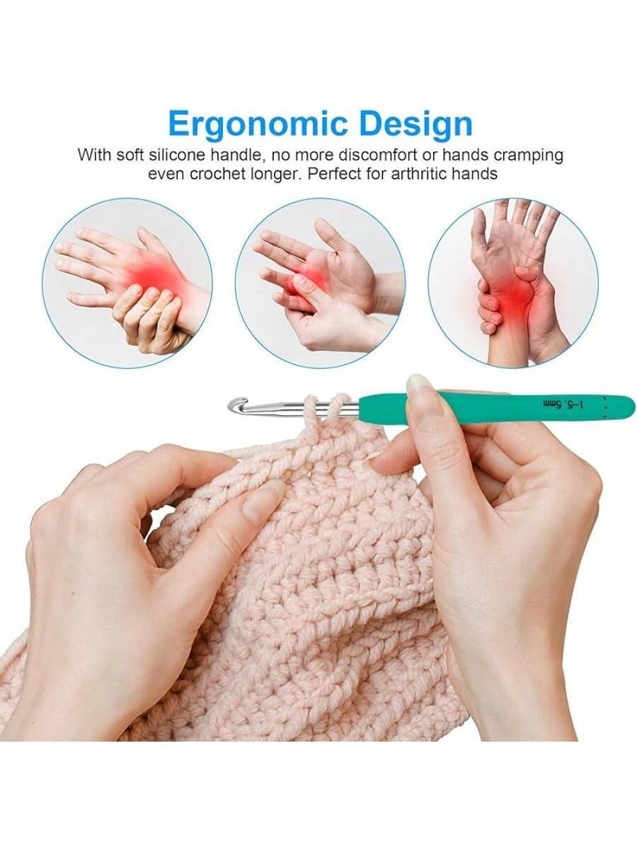 Crochet Hooks 12 Sizes, 51-Pack Yarn Crochet Kit with Ergonomic Handles