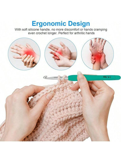Crochet Hooks 12 Sizes, 51-Pack Yarn Crochet Kit with Ergonomic Handles