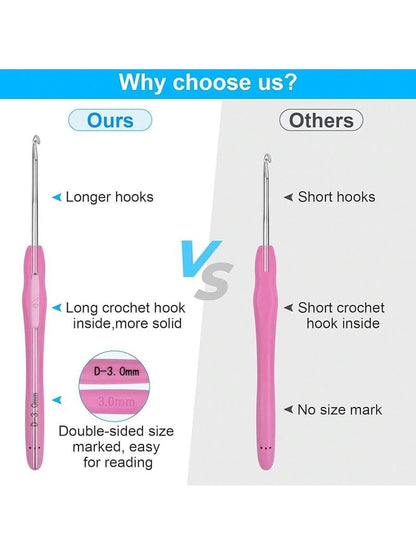 Crochet Hooks 12 Sizes, 51-Pack Yarn Crochet Kit with Ergonomic Handles