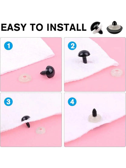 1100PCS Safety Eyes Noses for Crochet, 5-16mm Black Plastic Safety Eyes with Washers