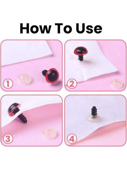 1100PCS Safety Eyes Noses for Crochet, 5-16mm Black Plastic Safety Eyes with Washers