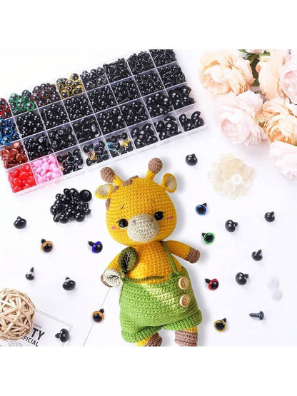 1100PCS Safety Eyes Noses for Crochet, 5-16mm Black Plastic Safety Eyes with Washers
