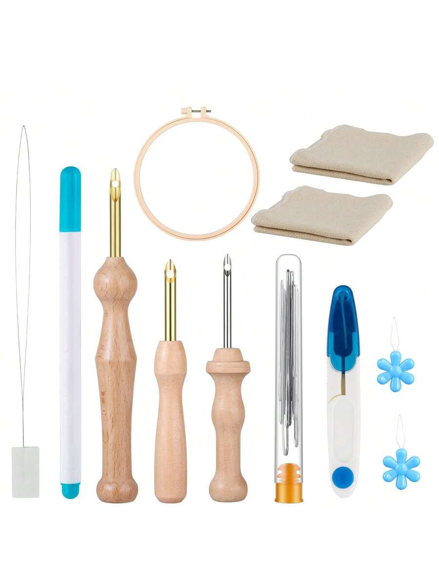 Punch Needle Tool with Embroidery Hoop, Adjustable Punch Needle Kit