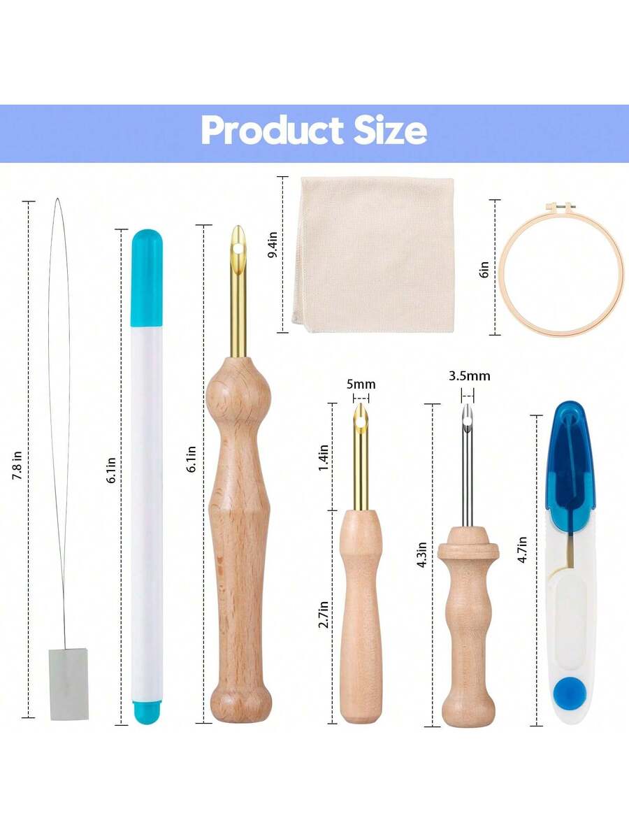Punch Needle Tool with Embroidery Hoop, Adjustable Punch Needle Kit