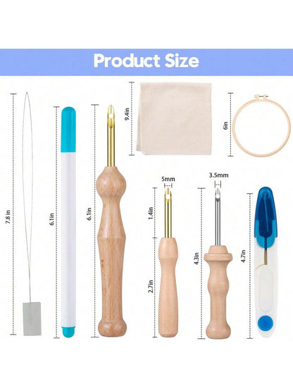 Punch Needle Tool with Embroidery Hoop, Adjustable Punch Needle Kit