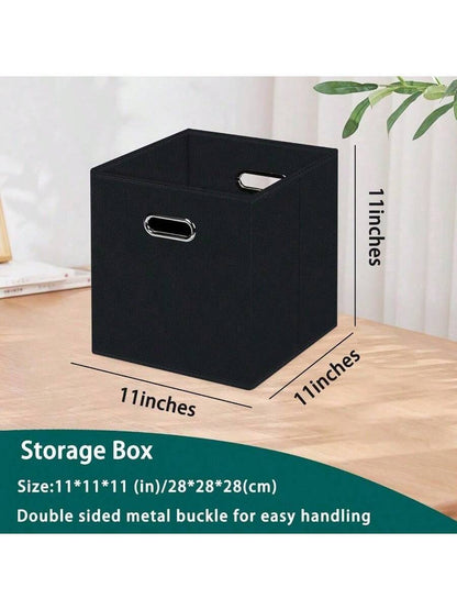 1 Pck Black Foldable Storage Cubes Bins, Fabric Storage Box Cubes Organizer Baskets with Dual Handles