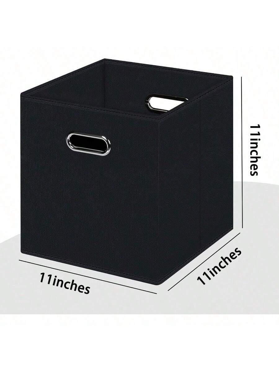 1 Pck Black Foldable Storage Cubes Bins, Fabric Storage Box Cubes Organizer Baskets with Dual Handles