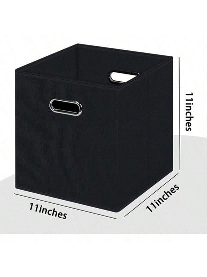 1 Pck Black Foldable Storage Cubes Bins, Fabric Storage Box Cubes Organizer Baskets with Dual Handles