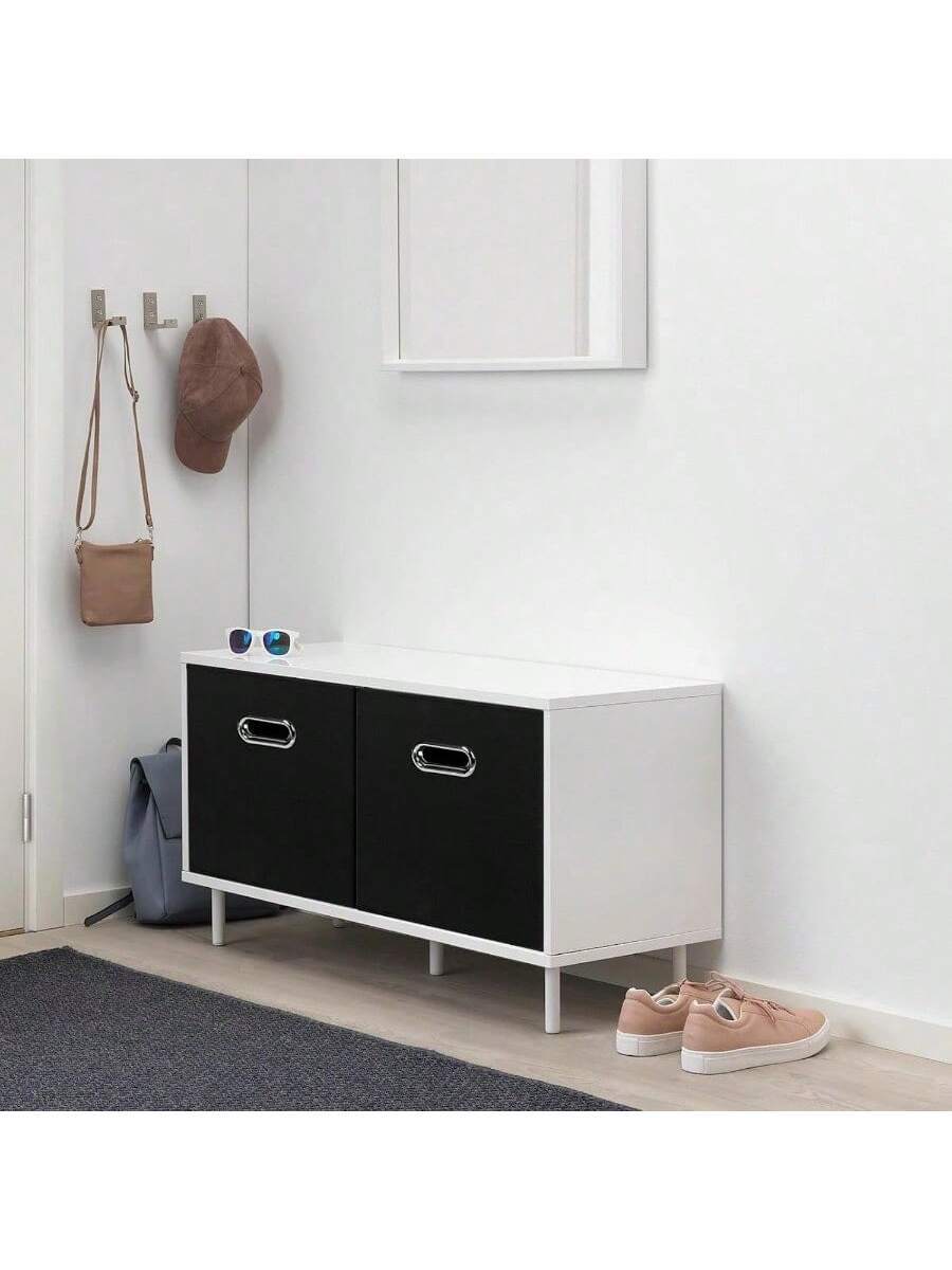 1 Pck Black Foldable Storage Cubes Bins, Fabric Storage Box Cubes Organizer Baskets with Dual Handles