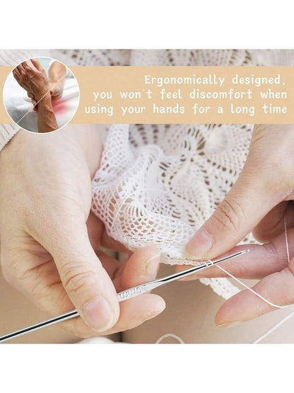 22-PCS Crochet Hooks Set, Ergonomic Crochet Hook Kit with Big Eye Needles and Stitch Markers
