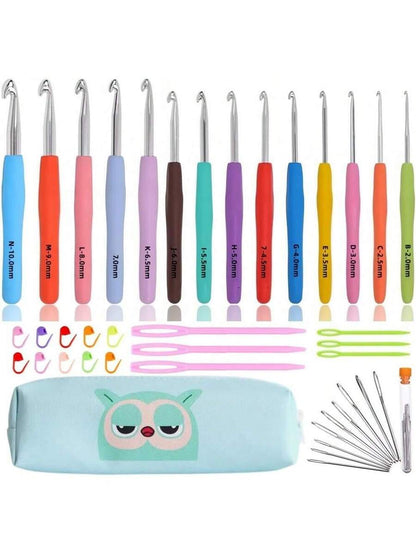 Crochet Hook Set (14 Sizes), Ergonomic Soft Grip Crochet Hooks with Case
