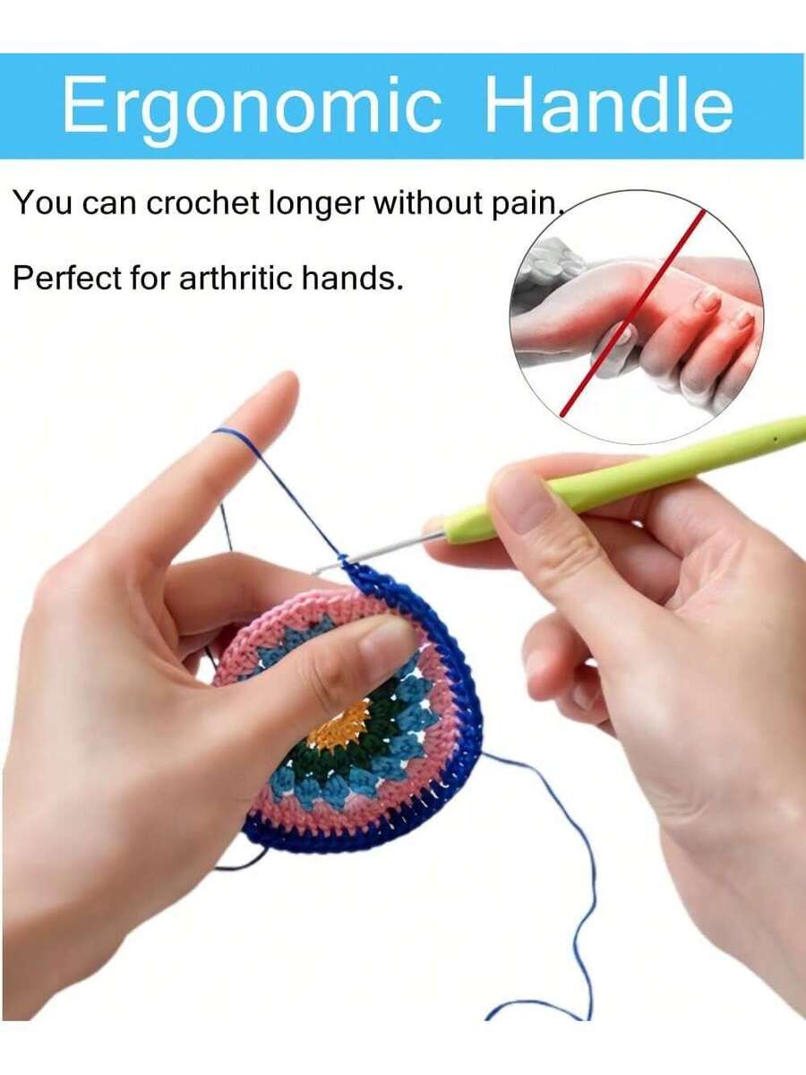 Crochet Hook Set (14 Sizes), Ergonomic Soft Grip Crochet Hooks with Case