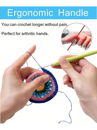 Crochet Hook Set (14 Sizes), Ergonomic Soft Grip Crochet Hooks with Case