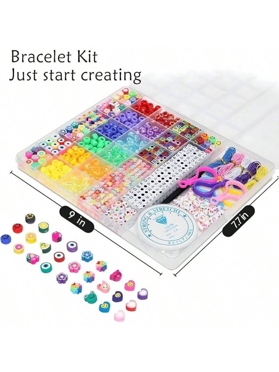 Beads Bulk Kandi Beads, Necklace Jewelry Making Hair Braiding Bracelets Making Kits 1000 PCS
