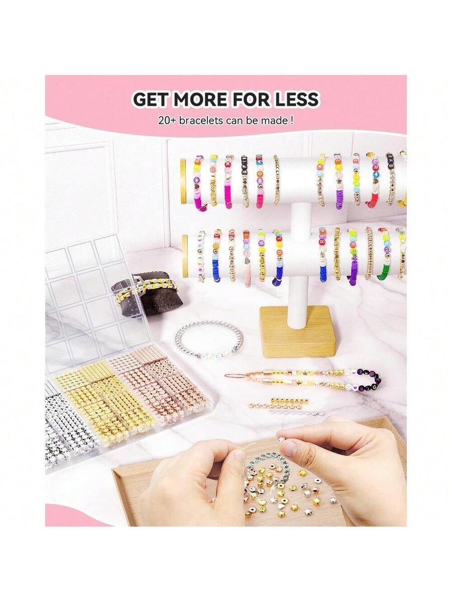 1740 Pieces Gold Beads For Friendship Bracelets Making Kit, 8 Shapes Organized Jewelry Making Supplies