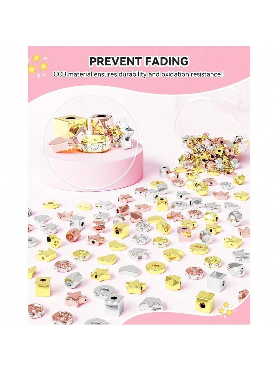 1740 Pieces Gold Beads For Friendship Bracelets Making Kit, 8 Shapes Organized Jewelry Making Supplies