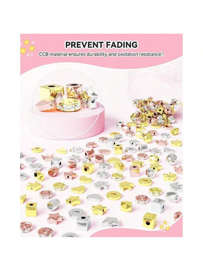 1740 Pieces Gold Beads For Friendship Bracelets Making Kit, 8 Shapes Organized Jewelry Making Supplies