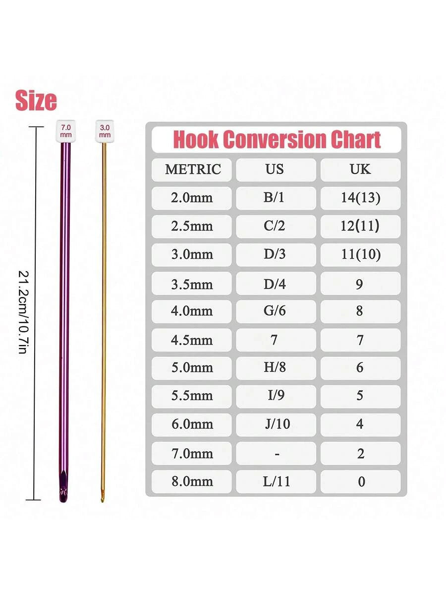11pcs Crochet Hooks Set, Ergonomic Aluminum Knitting Needles with Comfort Grip