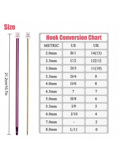 11pcs Crochet Hooks Set, Ergonomic Aluminum Knitting Needles with Comfort Grip