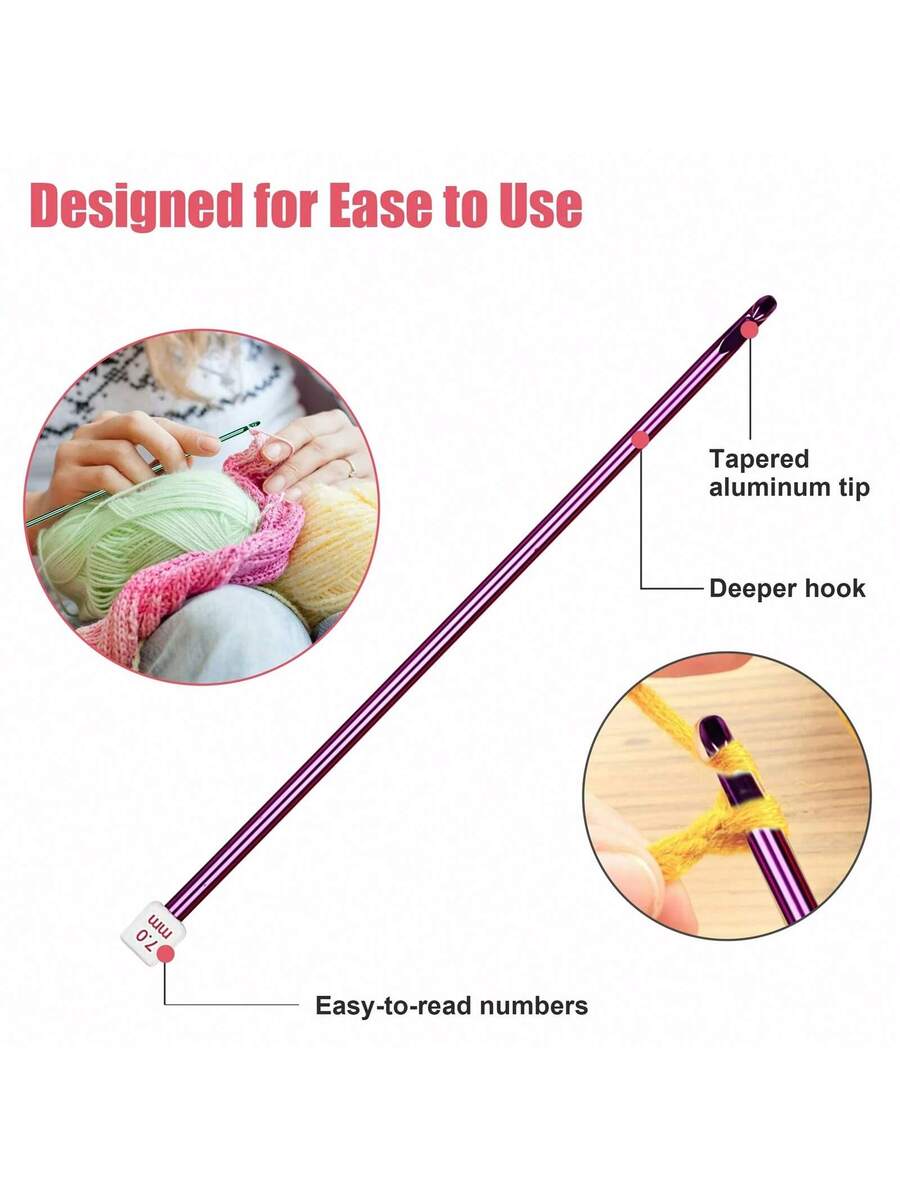 11pcs Crochet Hooks Set, Ergonomic Aluminum Knitting Needles with Comfort Grip