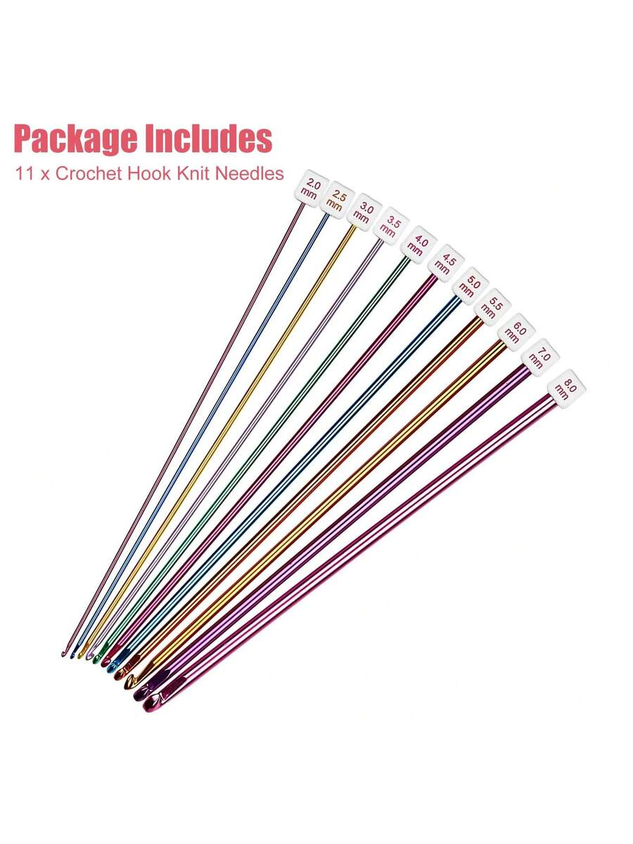 11pcs Crochet Hooks Set, Ergonomic Aluminum Knitting Needles with Comfort Grip