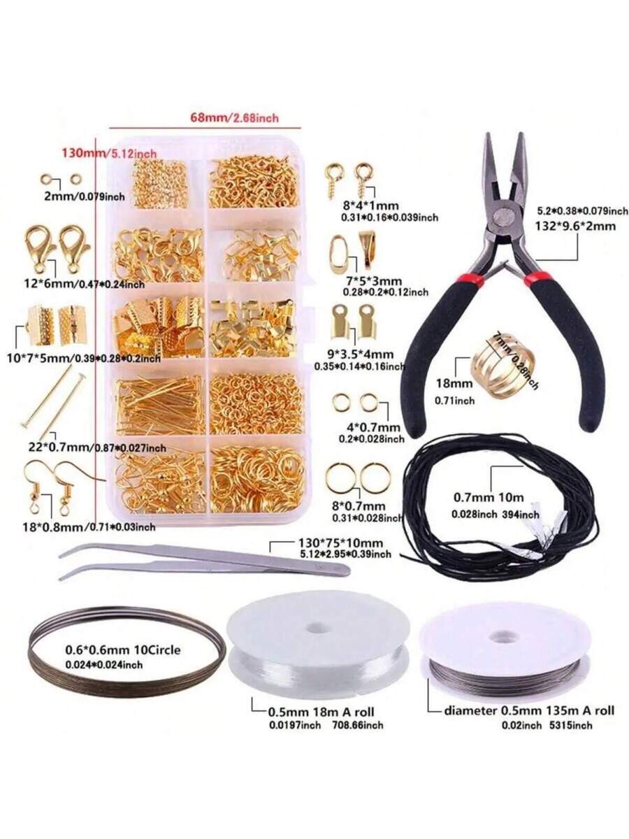 900pcs Jewelry Making Starter Kit, Earrings Necklace Findings DIY Beads Plier Tools Set