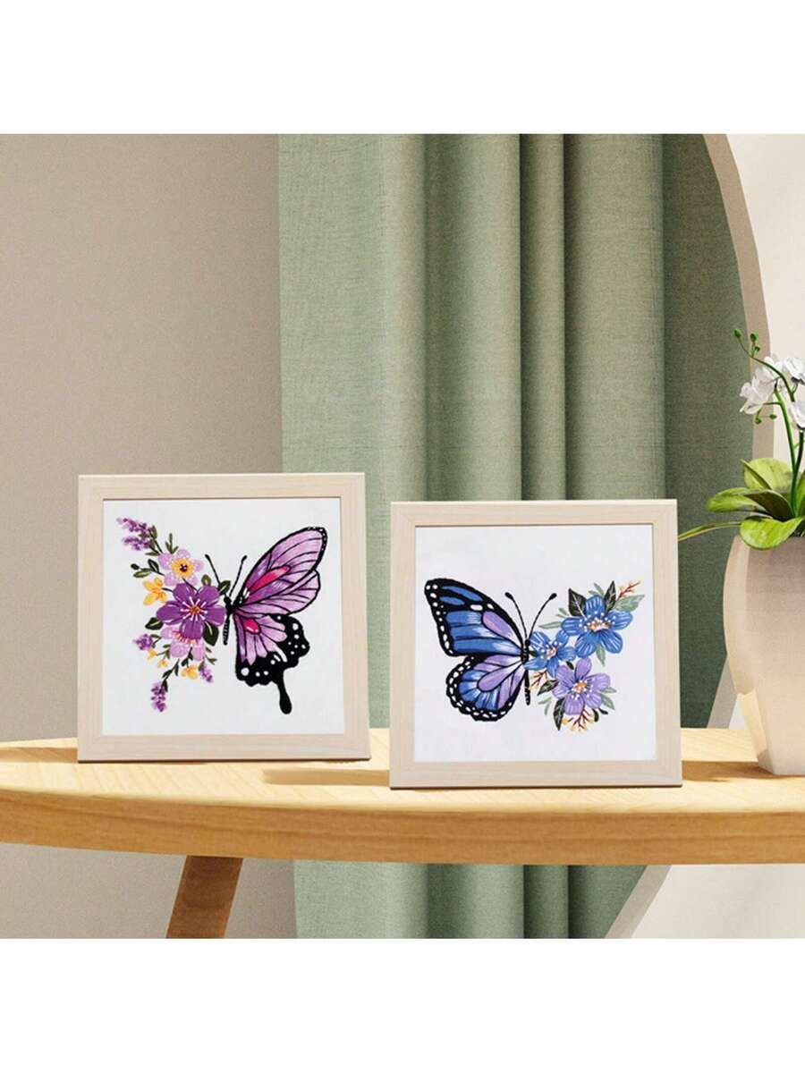 3 Sets Embroidery Stitch Practice Kit for Beginners, Include Cloth, Hoops And Threads, Stamped Cross Stitch For Craft Lover