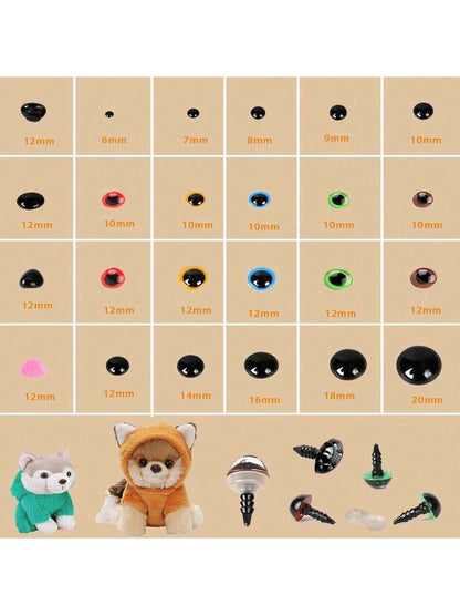 Safety Eyes 796pcs, Plastic Safety Eyes and Noses 6-20mm Black Eyes with Washers