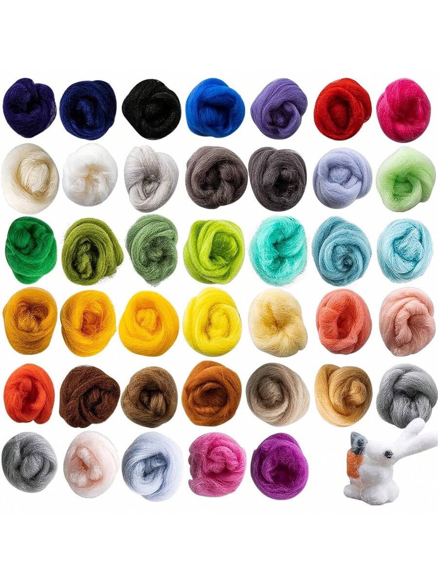 40 Pcs Felting Wool Roving Core Wool Roving Bulk Spinning Mix Color