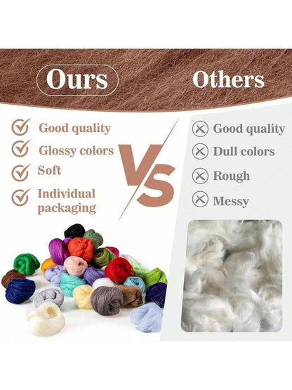 40 Pcs Felting Wool Roving Core Wool Roving Bulk Spinning Mix Color