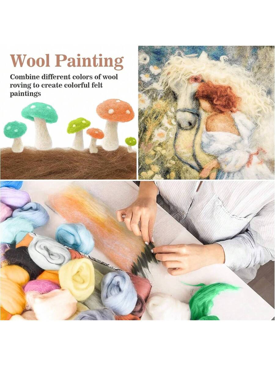 40 Pcs Felting Wool Roving Core Wool Roving Bulk Spinning Mix Color