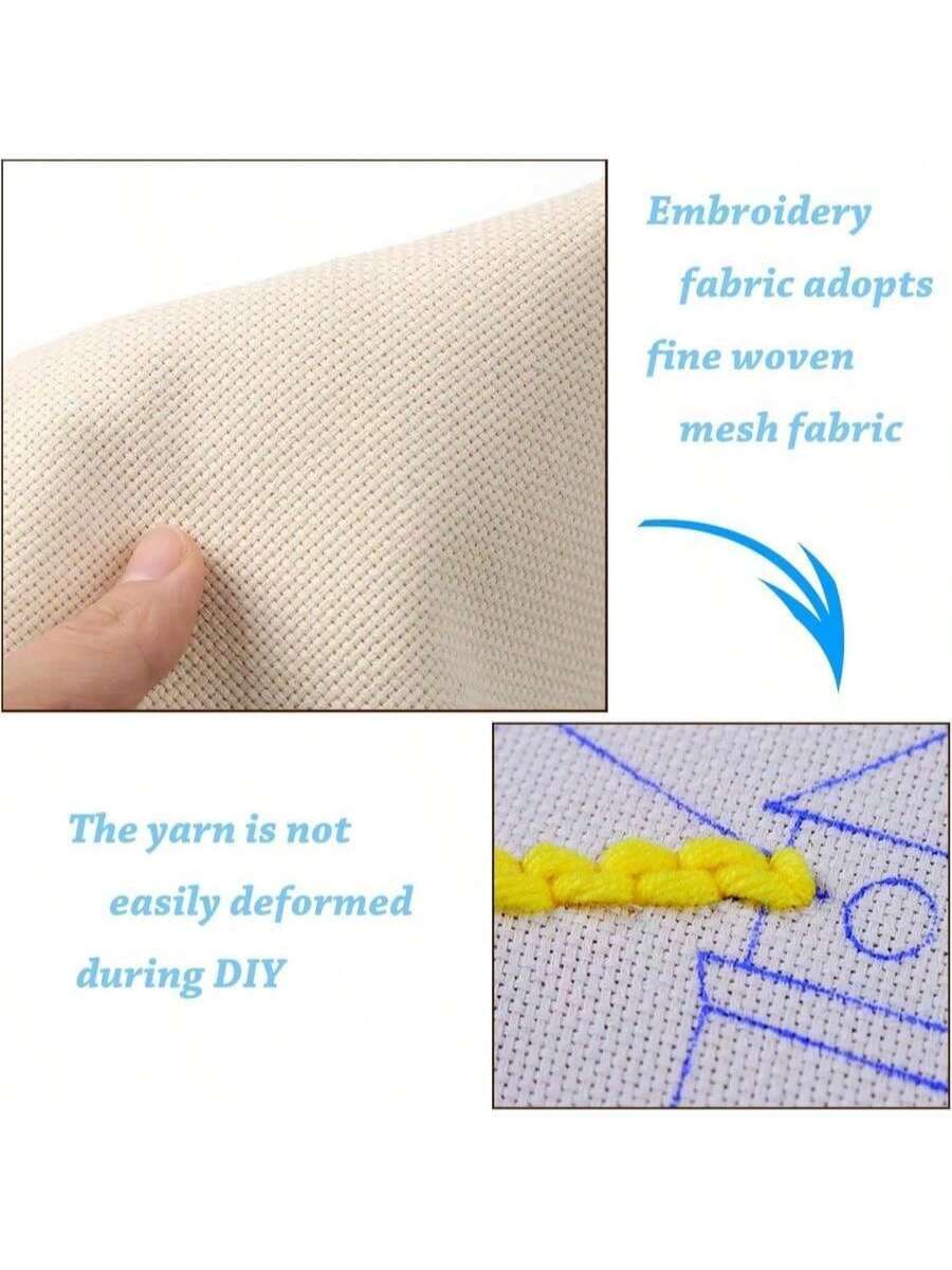 Embroidery Kits for Adults Beginner, 3 Pcs DIY Cross Stitch Stamped Flower Pattern , Stitching Heart Sewing Kit 79 X 79 Inch