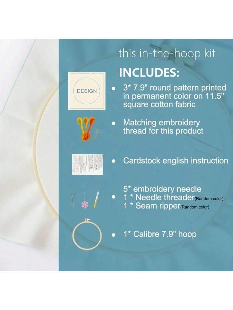 Embroidery Kits for Adults Beginner, 3 Pcs DIY Cross Stitch Stamped Flower Pattern , Stitching Heart Sewing Kit 79 X 79 Inch