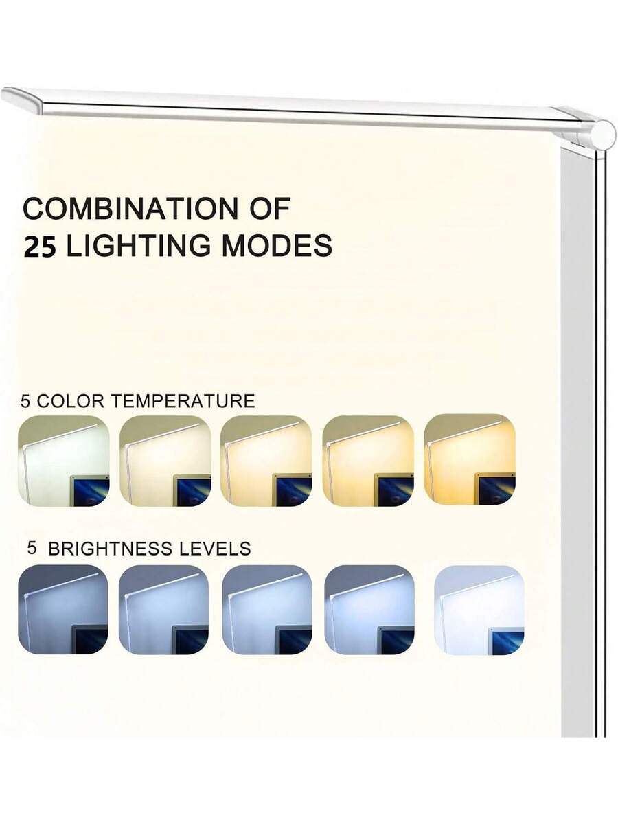 LED Desk Lamp with USB Charging Port, 5 Color Modes & 5 Brightness Levels