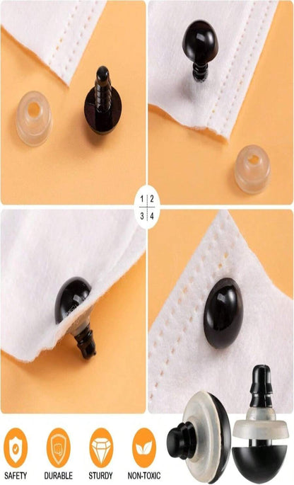 270PCS Safety Eyes and Noses, Black Plastic Eyes and Teddy Bear Nose with Washers