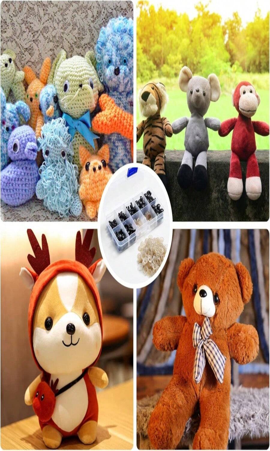 270PCS Safety Eyes and Noses, Black Plastic Eyes and Teddy Bear Nose with Washers