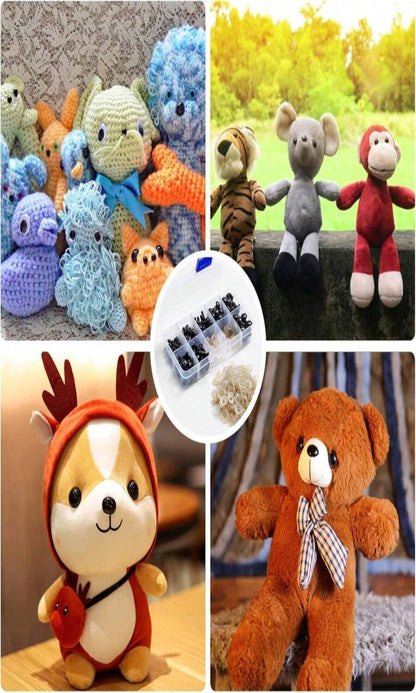 270PCS Safety Eyes and Noses, Black Plastic Eyes and Teddy Bear Nose with Washers