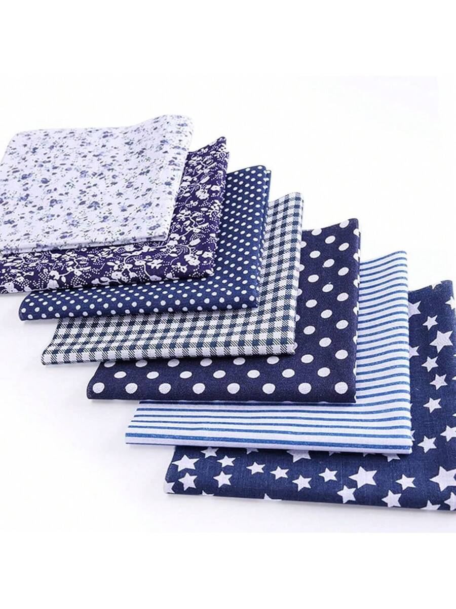 DIY Cotton Fabric Bundle, 19.7 X 19.7 Inches 7PCS Different Pattern Squares Patchwork Material