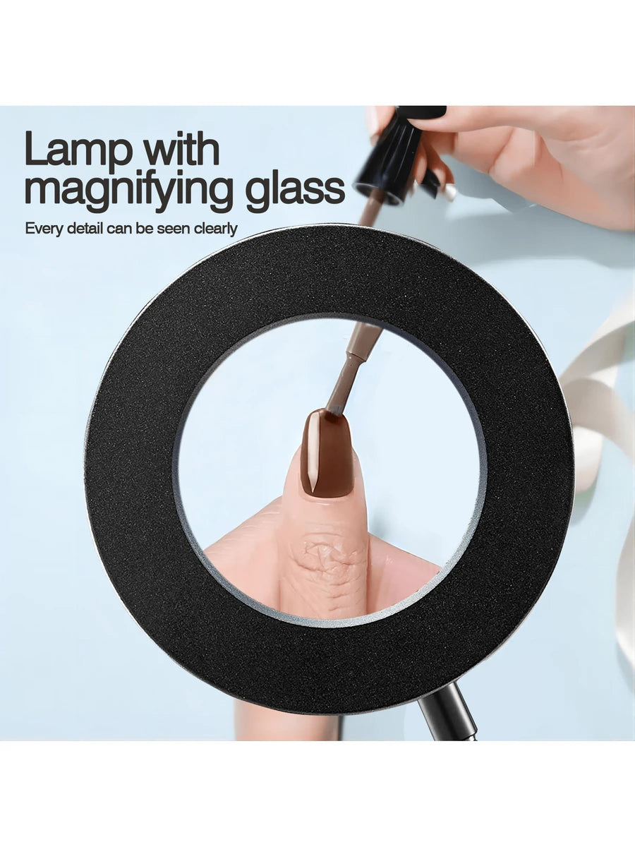 5X Magnifying Glass With Light, Clip-On Magnifier with 48 LED Desk Lamp