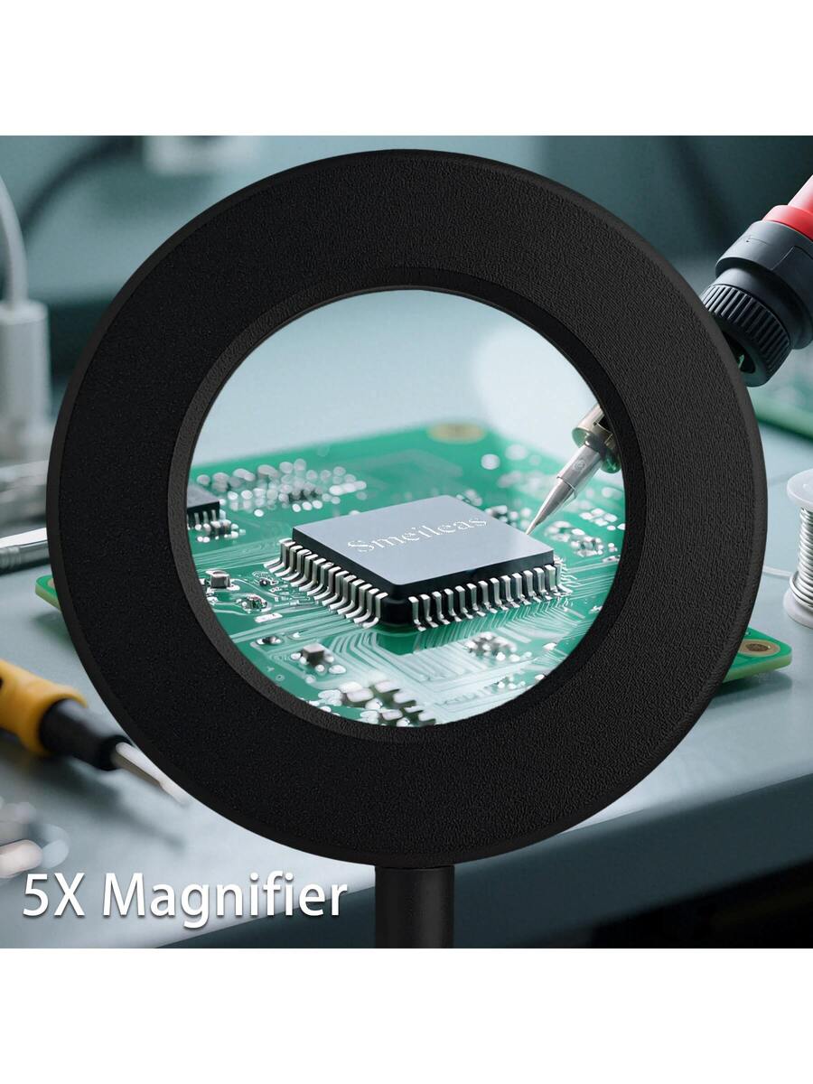 5X Magnifying Glass With Light, 3 Colors & 10 Brightness Reading Lamp