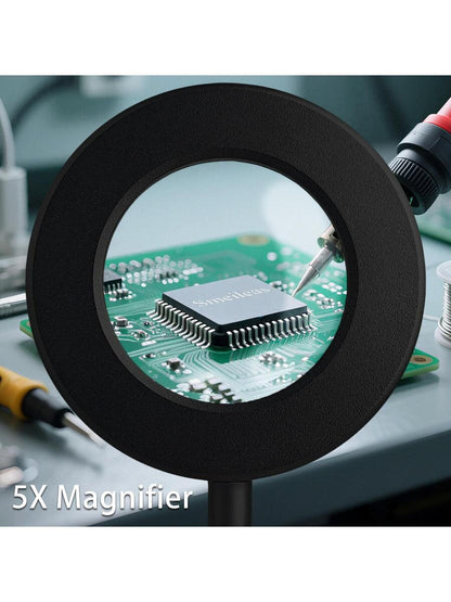 5X Magnifying Glass With Light, 3 Colors & 10 Brightness Reading Lamp
