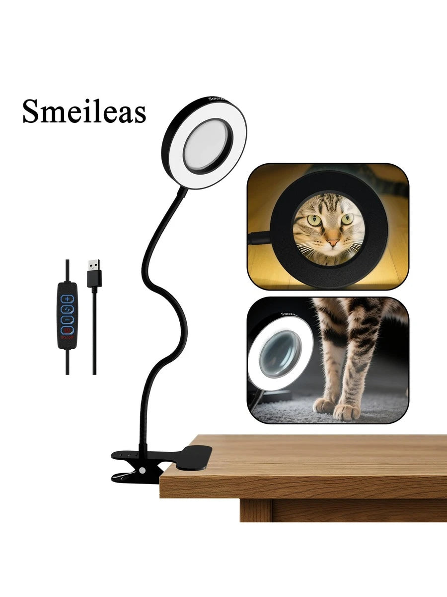 5X Magnifying Glass With Light, 3 Colors & 10 Brightness Reading Lamp